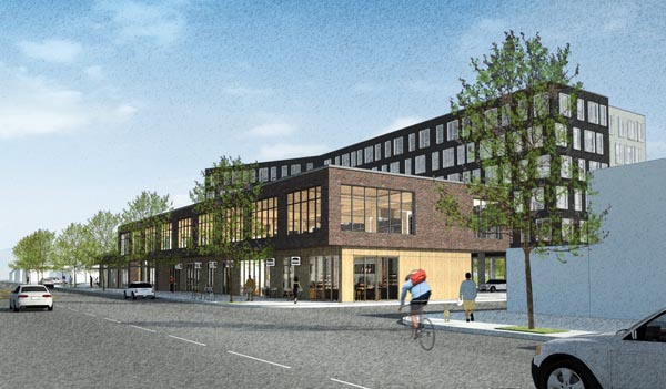 The Gateway Park Project is a partnership between Human Solutions, an organization dedicated to serving the low-income people and families, and Gerding Edlen, a real estate development firm. The current site design offers commercial office space on the second floor as well as 78 units of housing. The project is next to the new Gateway Discovery Park on Northeast Halsey at 106th Avenue. COURTESY HUMAN SOLUTIONS